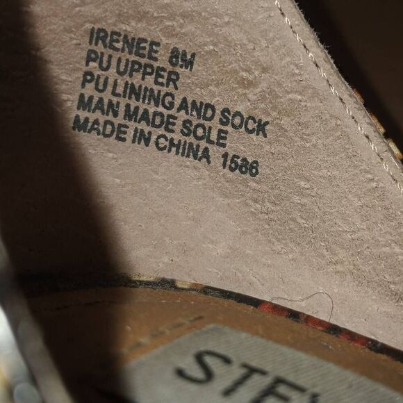 STEVE MADDEN IRENEE BROWN & BLACK SNAKE PRINT BLOCK HEEL ANKLE STRAP SANDAL SZ.8 - Picture 7 of 8